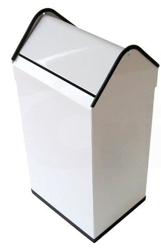 [886.463.40] PAPELERA ACERO COLOR BLANCO 40L CON TAPA BASCULANTE