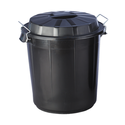 [952.341.37] Cubo 70L En Plástico Color Negro Con Tapa