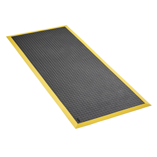 [886.460.64] Alfombra Antifatiga Cushion Flex® Zonas Secas, Negro/Amarillo 91Cm X 192Cm.