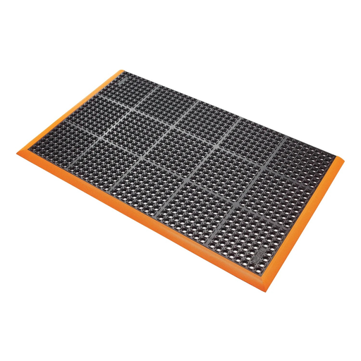 [886.460.75] Alfombra Antifatiga Safety Stance Zonas Húmedas Negro/Naranja 66Cm X 102Cm.
