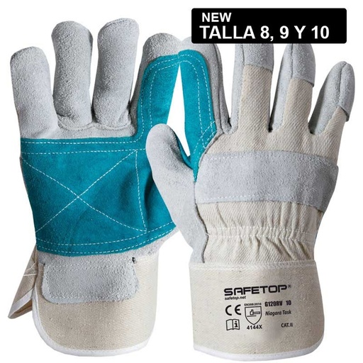 [G120RV] NIAGARA TASK, guante lona de algodón-serraje