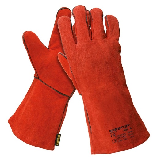 [G131] ESSEN, guante de soldador rojo 35 cm