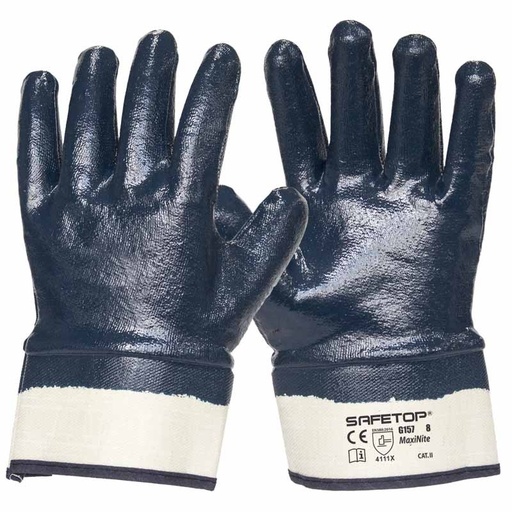 [G157] Maxinite, Guante Nitrilo Azul con Manga Recubierto