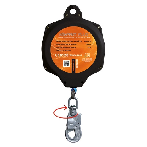 [80336-15] KOMPAKT PLUS, retráctil vertical cinta 15 m sin absorbedor