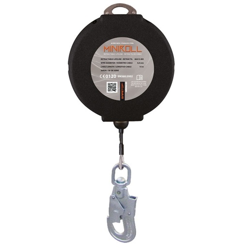 [80415-MX] MINI-ROLL INOX, retráctil vertical de cable acero inox 15 m