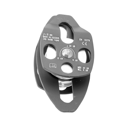 [80019] POLEA DOBLE de aluminio para cuerdas de hasta 15 mm EN 12278