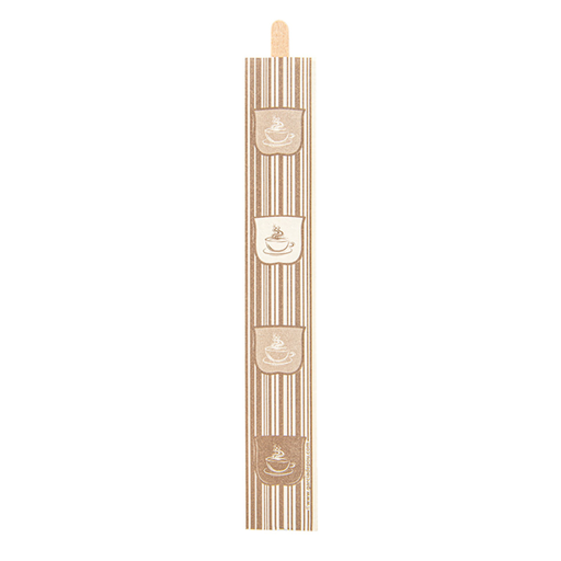 [250.37] AGITADORES CAFÉ EN FUNDA ABIERTA 0,6x14x0,1 CM NATURAL MADERA (100 UNID.)