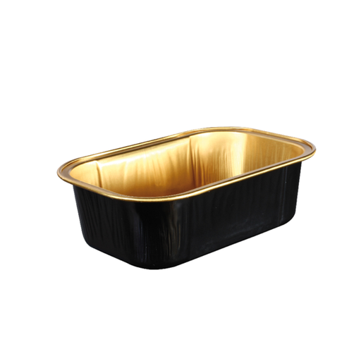 [214.69] Recipientes Pastelería 168 Ml 10,8X7,2X3,3 Cm Oro/Negro Aluminio (100 Unid.)