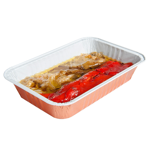 [209.40] CONTENEDORES LACADOS 800 ML 21x14x3,8 CM COBRE ALUMINIO (100 UNID.)