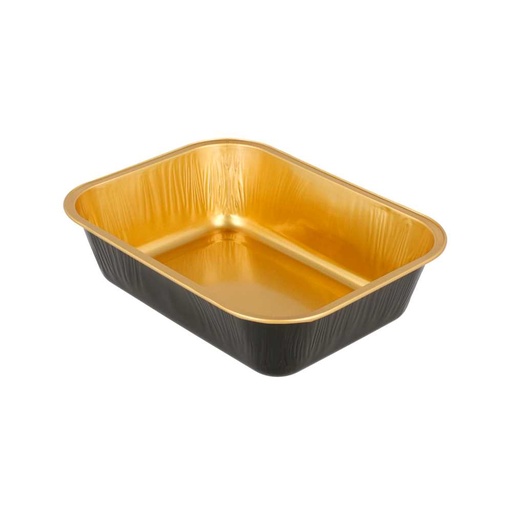 [214.72] RECIPIENTES PASTELERÍA 280 ML 13,5x10,2x3,5 CM ORO/NEGRO ALUMINIO (100 UNID.)