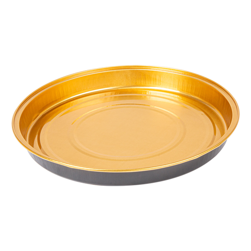 [214.74] RECIPIENTES PASTELERÍA 900 ML Ø24,2x2,7 CM ORO/NEGRO ALUMINIO (50 UNID.)