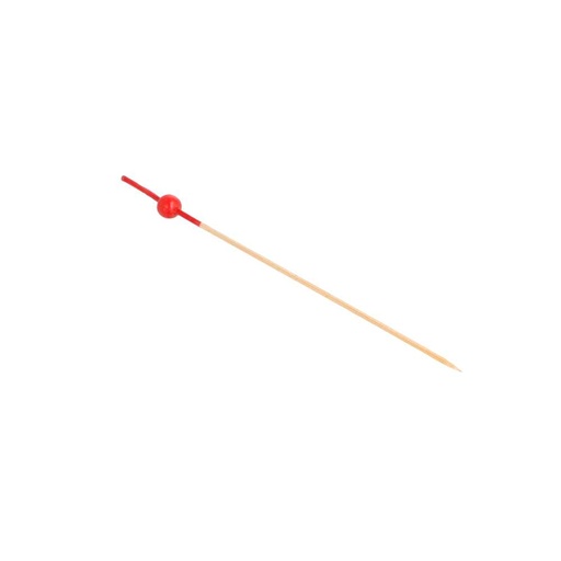 [142.06] PICKS "BOLA ROJA" 12 (h) CM NATURAL BAMBÚ (100 UNID.)