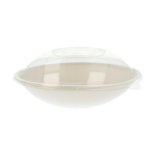 [224.22] BOLES OVALES + TAPAS 'BIONIC' 22x13,5x5,5+4,5 CM BLANCO BAGAZO (100 UNID.)