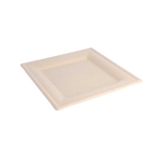 [212.69] Platos Cuadrados 'Bionic' 20X20X1 Cm Natural Bagazo (500 Unid.)