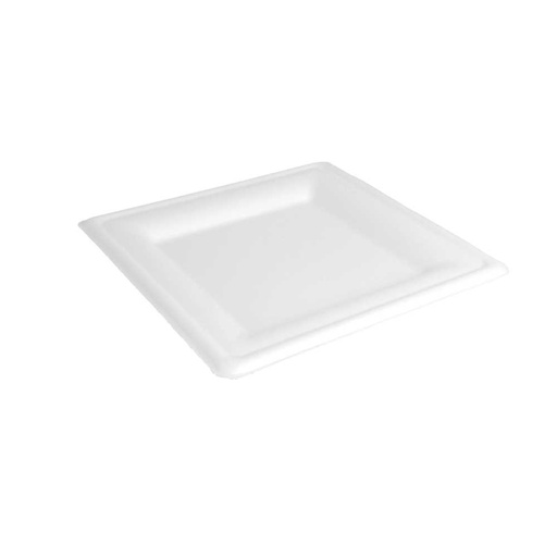 [215.92] Platos Cuadrados 'Bionic' 20X20X1,5 Cm Blanco Bagazo (500 Unid.)