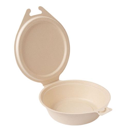 [254.17] RECIPIENTES CON TAPAS BISAGRA 'BIONIC' 600 ML 18x13,5x5 CM NATURAL BAGAZO (300 UNID.)