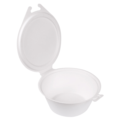 [254.16] RECIPIENTES CON TAPAS BISAGRA 'BIONIC' 600 ML 18x13,5x5 CM BLANCO BAGAZO (300 UNID.)