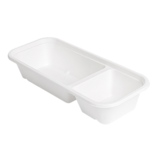 [257.52] Bandejas 2 Compart 'Bionic' 500 Ml 22,5X9,6X4,3 Cm Blanco Bagazo (600 Unid.)