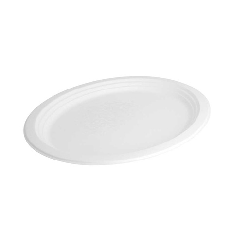 [205.67] PLATOS OVALES 'BIONIC' 32x25,5x2,1 CM BLANCO BAGAZO (500 UNID.)
