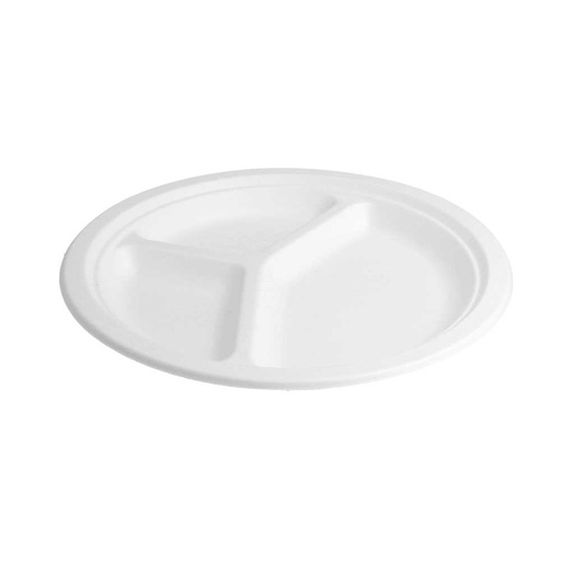 [125.19] PLATOS 3 COMPART. 'BIONIC' Ø 26x2,6 CM BLANCO BAGAZO (800 UNID.)