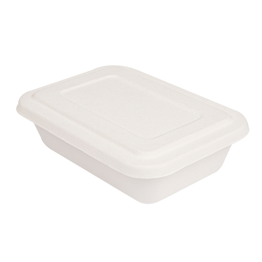[205.68] BANDEJAS + TAPA 'BIONIC' 800 ML 19,3x13,5x5 CM BLANCO BAGAZO (400 UNID.)