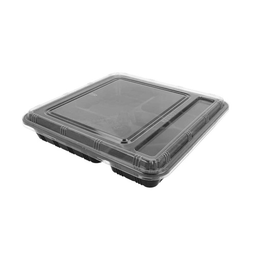 [165.85] Cofres Para Llevar 5 Compart. 27,8X27,6X5 Cm Negro Pp (200 Unid.)