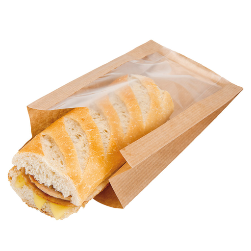 [176.05] Bolsas Con Ventana 'Pack Delicatessen' 50 G/M2 + 15 Pp 11+5X21 Cm Natural Kraft (100 Unid.)