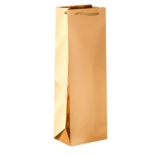 [135.32] 10 U. BOLSAS PORTA BOTELLAS CON CORDÓN 120 G/M2 + 13 PE G/M2 12,3+7,8x36 CM DORADO PAPEL (1 UNID.)