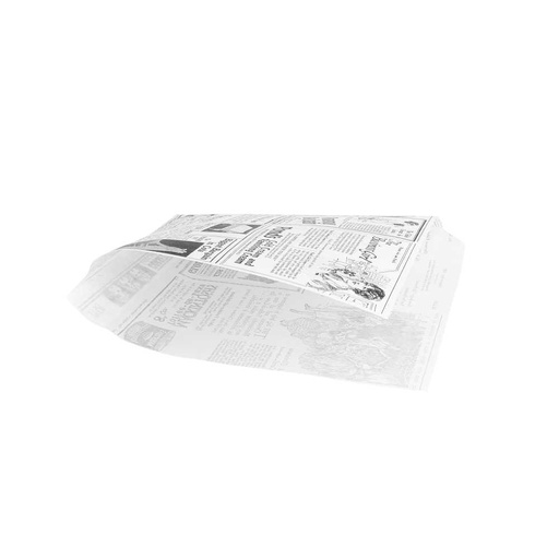 [186.38] PAPEL ANTIGRASAS ABIERTO 2 LADOS FAST FOOD 'TIMES' 35 G/M2 16x16,5 CM BLANCO PERG. ANTIGRASAS (500 UNID.)