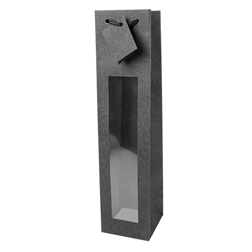 [804.86] 10 U. Bolsas Porta Botellas Con Ventana 175 G/M2 9,2+8,8X38 Cm Negro Kraft (1 Unid.)