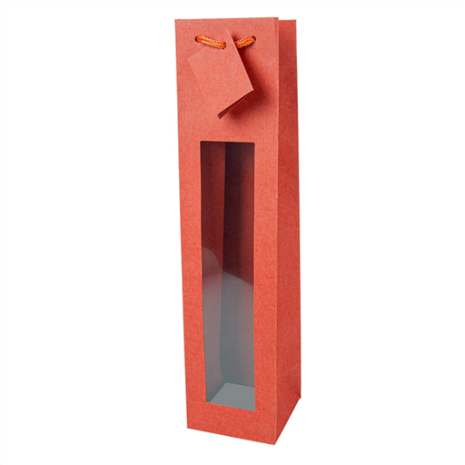 [804.85] 10 U. BOLSAS PORTA BOTELLAS CON VENTANA 175 G/M2 9,2+8,8x38 CM ROJO KRAFT (1 UNID.)