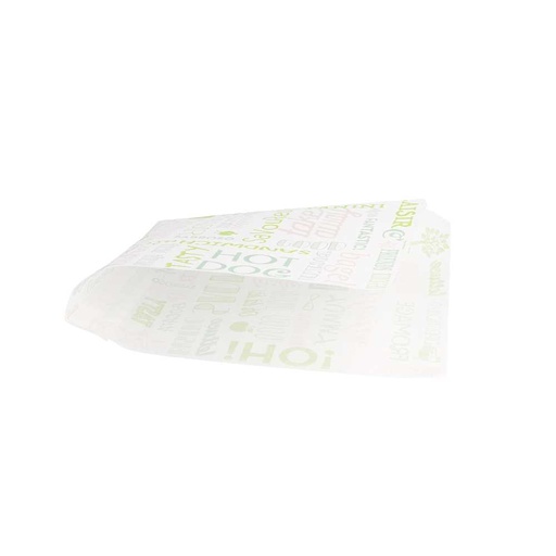 [229.37] Papel Antigrasas Abierto 2 Lados Fast Food 'Parole' 35 G/M2 17X18 Cm Blanco Perg. Antigrasas (500 Unid.)
