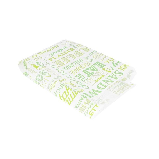 [229.27] BOLSAS HAMBURGUESAS 'PAROLE' 35 G/M2 14+7x22 CM VERDE PERG. ANTIGRASAS (500 UNID.)