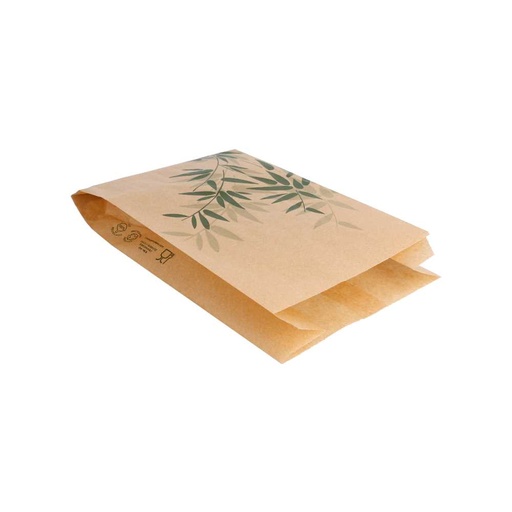 [146.38] BOLSAS HAMBURGUESAS 'FEEL GREEN' 32 G/M2 14+7x22 CM NATURAL PERG. ANTIGRASAS (500 UNID.)