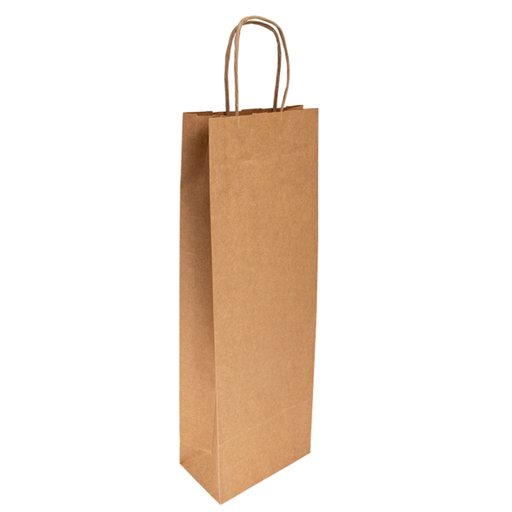 [222.15] Bolsas Sos Con Asas 1 Botella 100 G/M2 14+8X40 Cm Natural Kraft (250 Unid.)