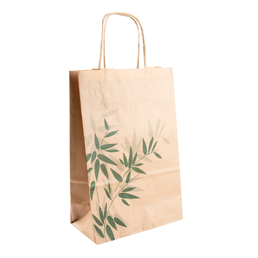 [142.59] BOLSAS SOS CON ASAS 'FEEL GREEN' 80 G/M2 20+10x29 CM NATURAL KRAFT (250 UNID.)