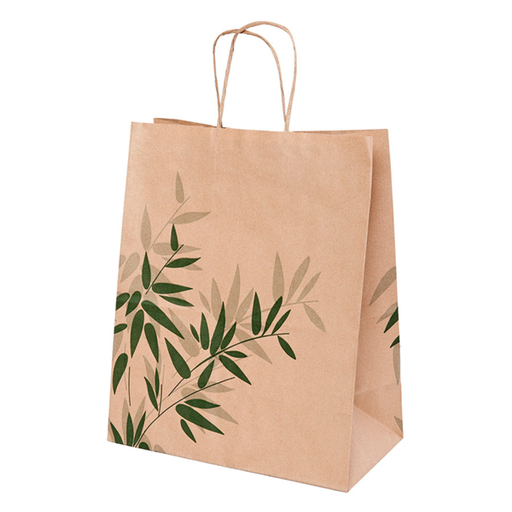 [142.60] Bolsas Sos Con Asas 'Feel Green' 80 G/M2 26+14X32 Cm Natural Kraft (250 Unid.)