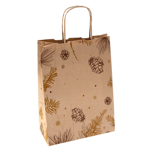 [261.11] BOLSAS SOS CON ASAS 'WINTER' 80 G/M2 26+14x32 CM NATURAL KRAFT (250 UNID.)