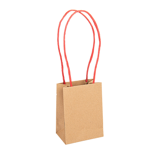 [258.98] Bolsas Sos Con Asas De Papel Rojas 110 G/M2 9+6X12 Cm Natural Kraft (100 Unid.)