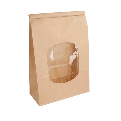 [228.72] BOLSAS SOS AUTOCIERRE CON VENTANA 2500 GR 60 G/M2 + 25µ OPP 15,5+7x24,2 CM NATURAL KRAFT (500 UNID.)