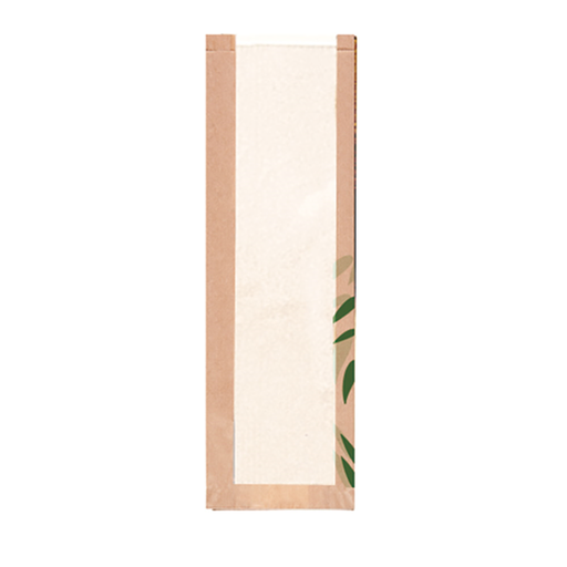 [231.06] BOLSAS PAN CON VENTANA ECO 'FEEL GREEN' 32 G/M2 14+4x60 CM NATURAL KRAFT (250 UNID.)