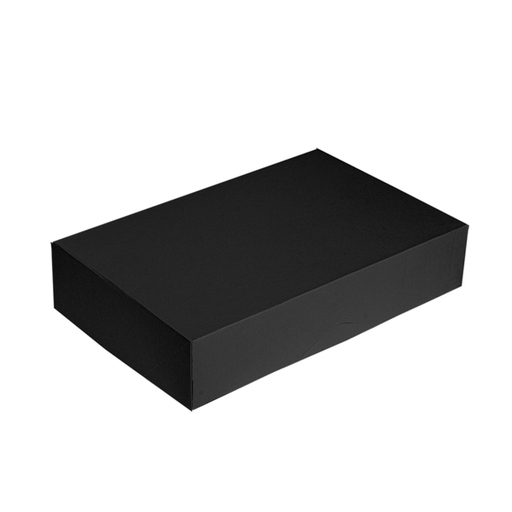 [259.16] Cajas Catering, Plana 'Thepack' 250 G/M2 19X28X6 Cm Negro Cartón Ondulado Nano-Micro (100 Unid.)