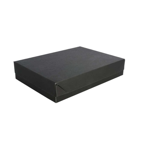 [259.11] BANDEJAS + TAPA 'THEPACK' 230 G/M2 23x17x4,5 CM NEGRO CARTÓN ONDULADO NANO-MICRO (200 UNID.)