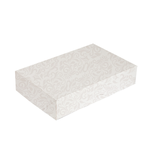 [256.56] CAJAS CATERING, PLANA 'THEPACK DAMASCO' 310 G/M2 46x35x6 CM BLANCO CARTÓN ONDULADO NANO-MICRO (100 UNID.)