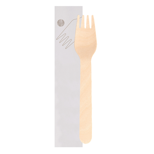 [250.81] TENEDORES ENFUNDADOS 'MAKAN' 15,5 CM NATURAL MADERA (100 UNID.)