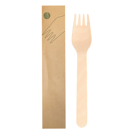 [250.52] Tenedores Enfundados Kraft 'Makan' 15,5 Cm Natural Madera (100 Unid.)