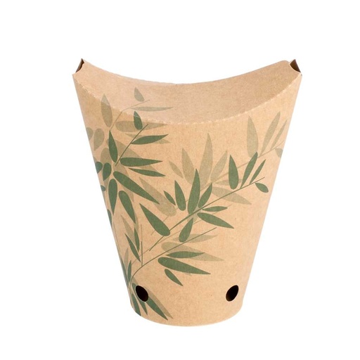 [204.38] VASOS FRITAS CON CIERRE 'FEEL GREEN' 12 OZ - 360 ML 200 + 25PE G/M2 6,7x12,5 CM MARRÓN CARTONCILLO (100 UNID.)