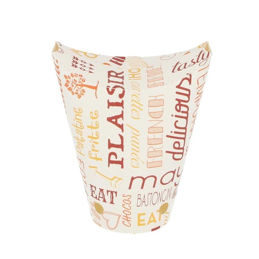 [229.61] VASOS FRITAS CON CIERRE 'PAROLE' 12 OZ - 360 ML 220 + 18PE G/M2 6,7x12,5 CM BLANCO CARTONCILLO (100 UNID.)