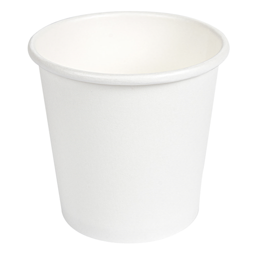 [254.45] PEQUEÑAS TARRINAS 105 ML (3,5 oz) 210 + 18 PE G/M2 Ø6,15/4,55x5,8 CM BLANCO CARTONCILLO (1000 UNID.)