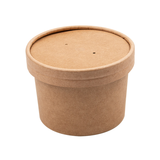 [226.47] TARRINAS +TAPAS 240 ML - 8 oz 300 + 18 PE G/M2 Ø9/7,5x6 CM NATURAL KRAFT (250 UNID.)